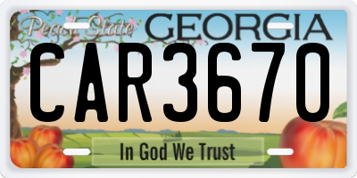 GA license plate CAR3670