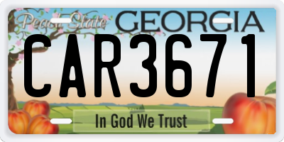 GA license plate CAR3671