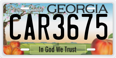 GA license plate CAR3675