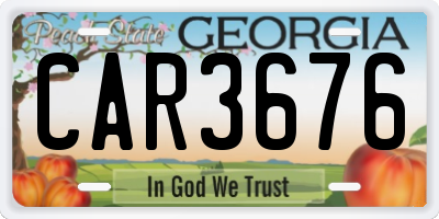 GA license plate CAR3676