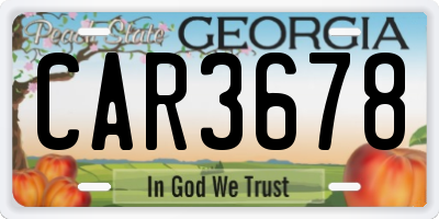 GA license plate CAR3678