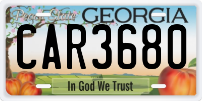 GA license plate CAR3680