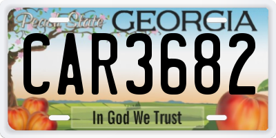 GA license plate CAR3682