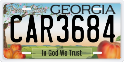 GA license plate CAR3684