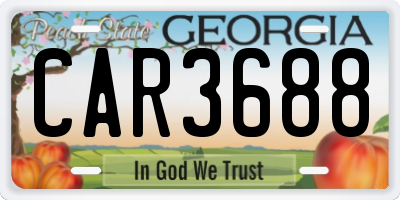 GA license plate CAR3688