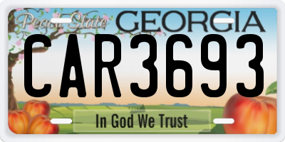 GA license plate CAR3693