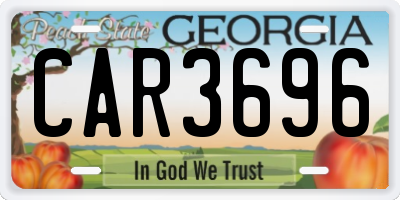 GA license plate CAR3696
