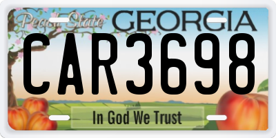 GA license plate CAR3698