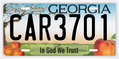 GA license plate CAR3701