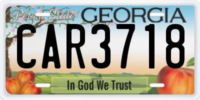 GA license plate CAR3718