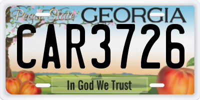 GA license plate CAR3726