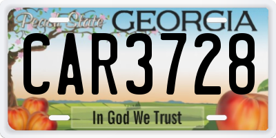 GA license plate CAR3728