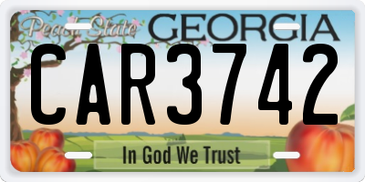 GA license plate CAR3742