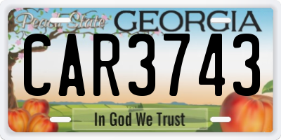 GA license plate CAR3743