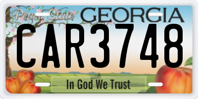 GA license plate CAR3748