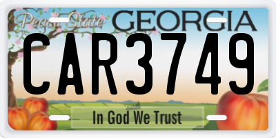 GA license plate CAR3749