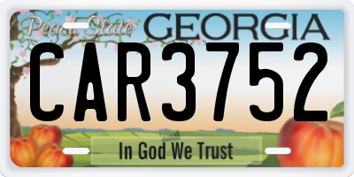 GA license plate CAR3752