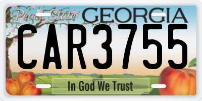 GA license plate CAR3755