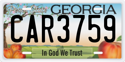 GA license plate CAR3759
