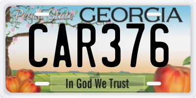 GA license plate CAR376