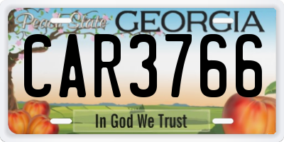 GA license plate CAR3766