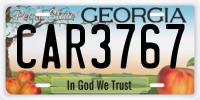 GA license plate CAR3767