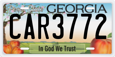 GA license plate CAR3772