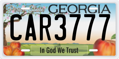 GA license plate CAR3777