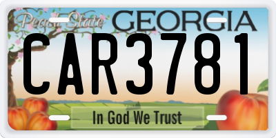 GA license plate CAR3781