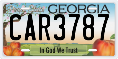 GA license plate CAR3787