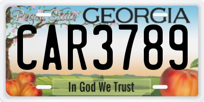 GA license plate CAR3789