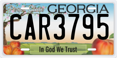 GA license plate CAR3795