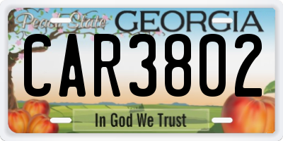 GA license plate CAR3802