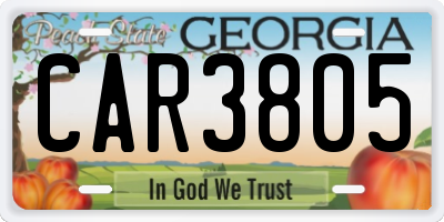 GA license plate CAR3805