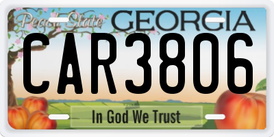 GA license plate CAR3806
