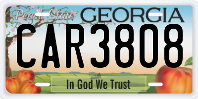 GA license plate CAR3808