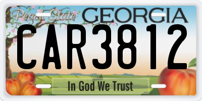 GA license plate CAR3812