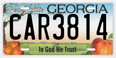 GA license plate CAR3814