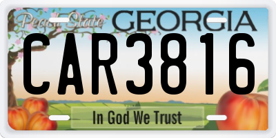 GA license plate CAR3816