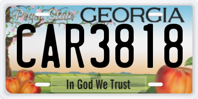 GA license plate CAR3818