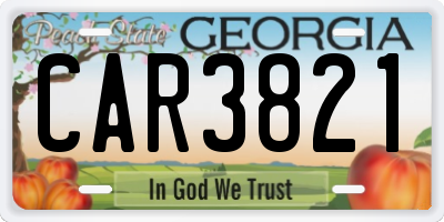 GA license plate CAR3821