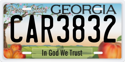 GA license plate CAR3832