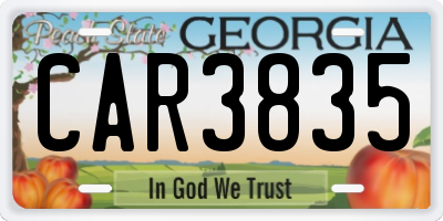 GA license plate CAR3835