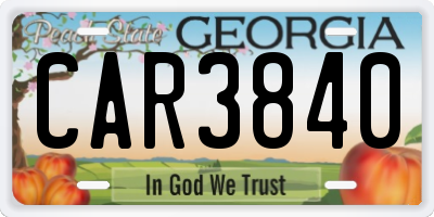GA license plate CAR3840