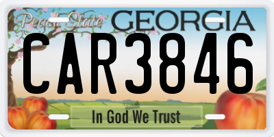 GA license plate CAR3846