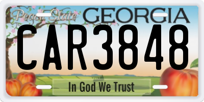 GA license plate CAR3848