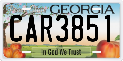 GA license plate CAR3851
