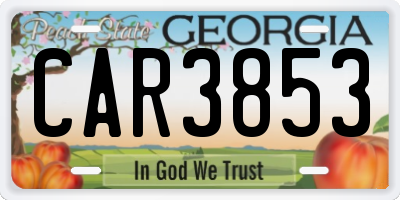 GA license plate CAR3853