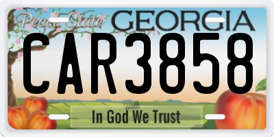 GA license plate CAR3858