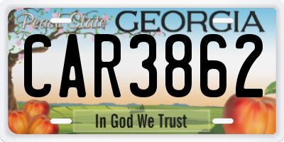 GA license plate CAR3862